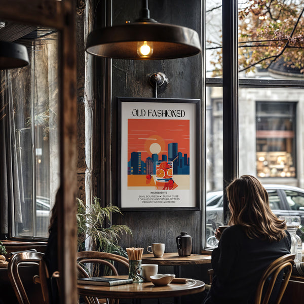 Framed vintage bar wall art for stylish home bars