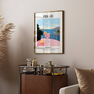 Premium matte finish bar cart art showcasing classic gin cocktail