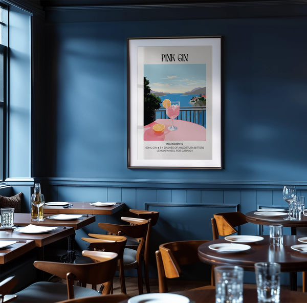 Refined drink-themed bar cart art for chic dining spaces