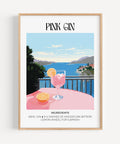 Pink Gin cocktail print in Matisse-inspired art style