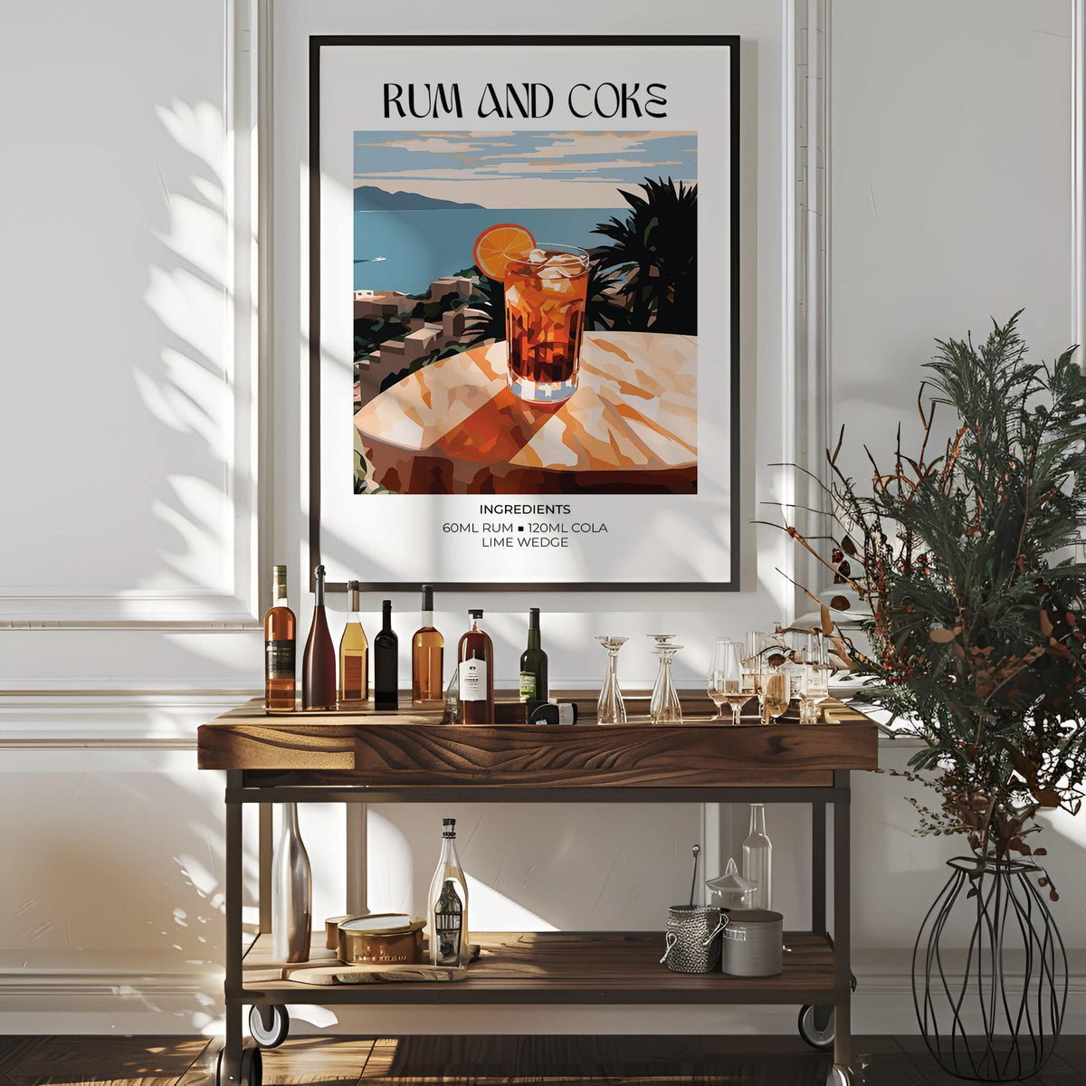 Artistic cocktail recipe poster with elegant typography