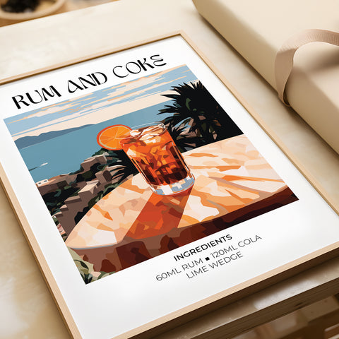 Elegant Rum and Coke wall art with warm tones for stylish lounges
