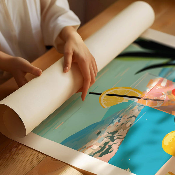 Classic cocktail art blended with abstract style in artwork bar print