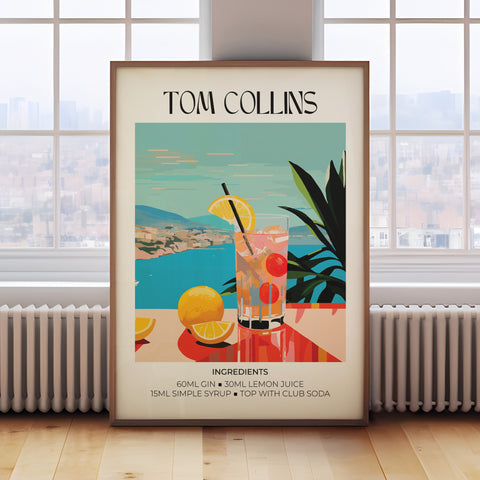 Tom Collins cocktail bar artwork with a vibrant Matisse-inspired design