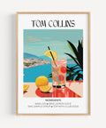 Tom Collins cocktail bar artwork with a vibrant Matisse-inspired design