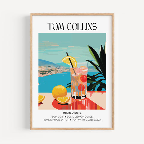 Tom Collins cocktail bar artwork with a vibrant Matisse-inspired design