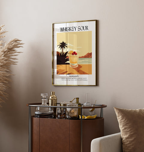 Sophisticated cocktail art print ideal for lounge or dining area decor
