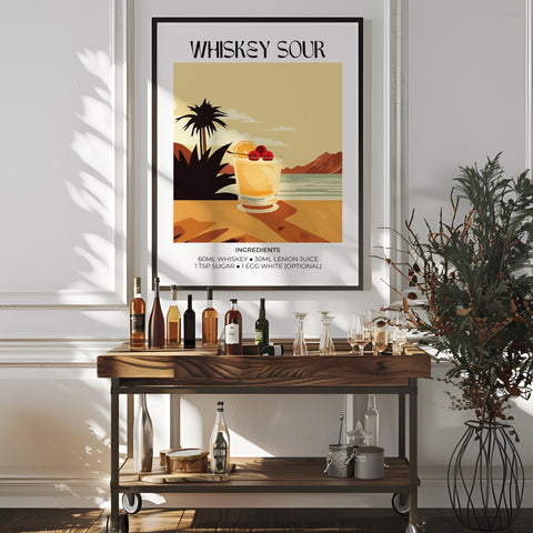 Artistic Whiskey Sour poster capturing cocktail culture and Matisse style
