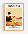 Vintage bar sign featuring Matisse-inspired Whiskey Sour art print