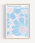 Yayoi Kusama Light Blue and Pink Wall Art Flower Print