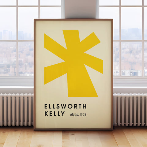 Yellow aloe Ellsworth Kelly poster with bold geometric design