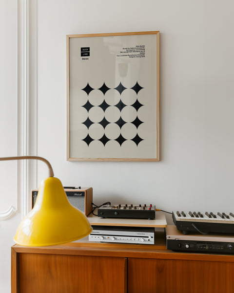 Black stars geometric art poster perfect for living rooms or offices
