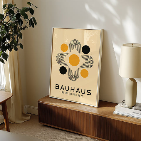 Modern art poster featuring Bauhaus geometric principles
