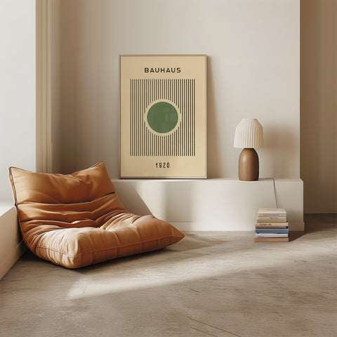 Green circle and black lines Bauhaus design
