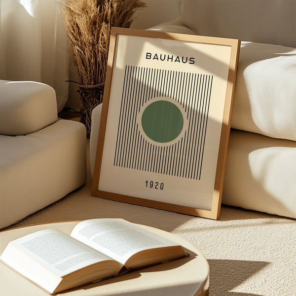 High-quality Bauhaus poster with green and black contrasts