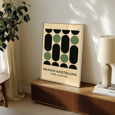 Modern geometric green and black Bauhaus poster