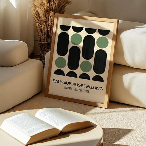 Decorative green and black Bauhaus poster