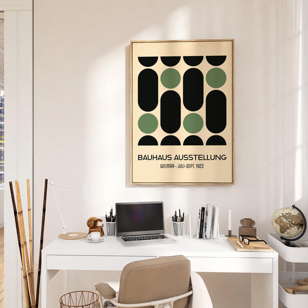 Green wall art for office spaces with abstract symmetry