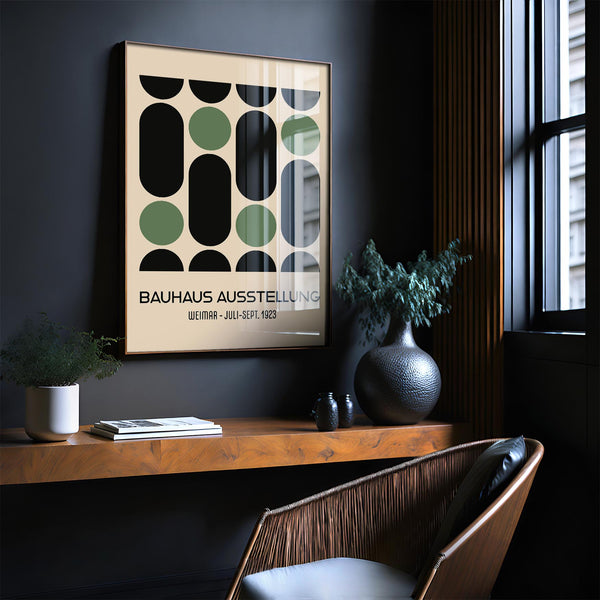 Black and green wall art for office with abstract balance