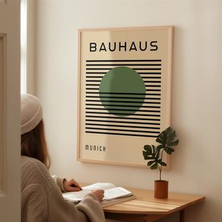 Oversized Bauhaus art poster for mid-century modern spaces
