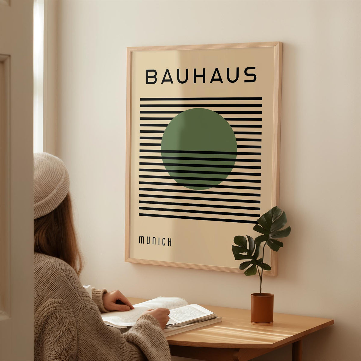 Oversized Bauhaus art poster for mid-century modern spaces