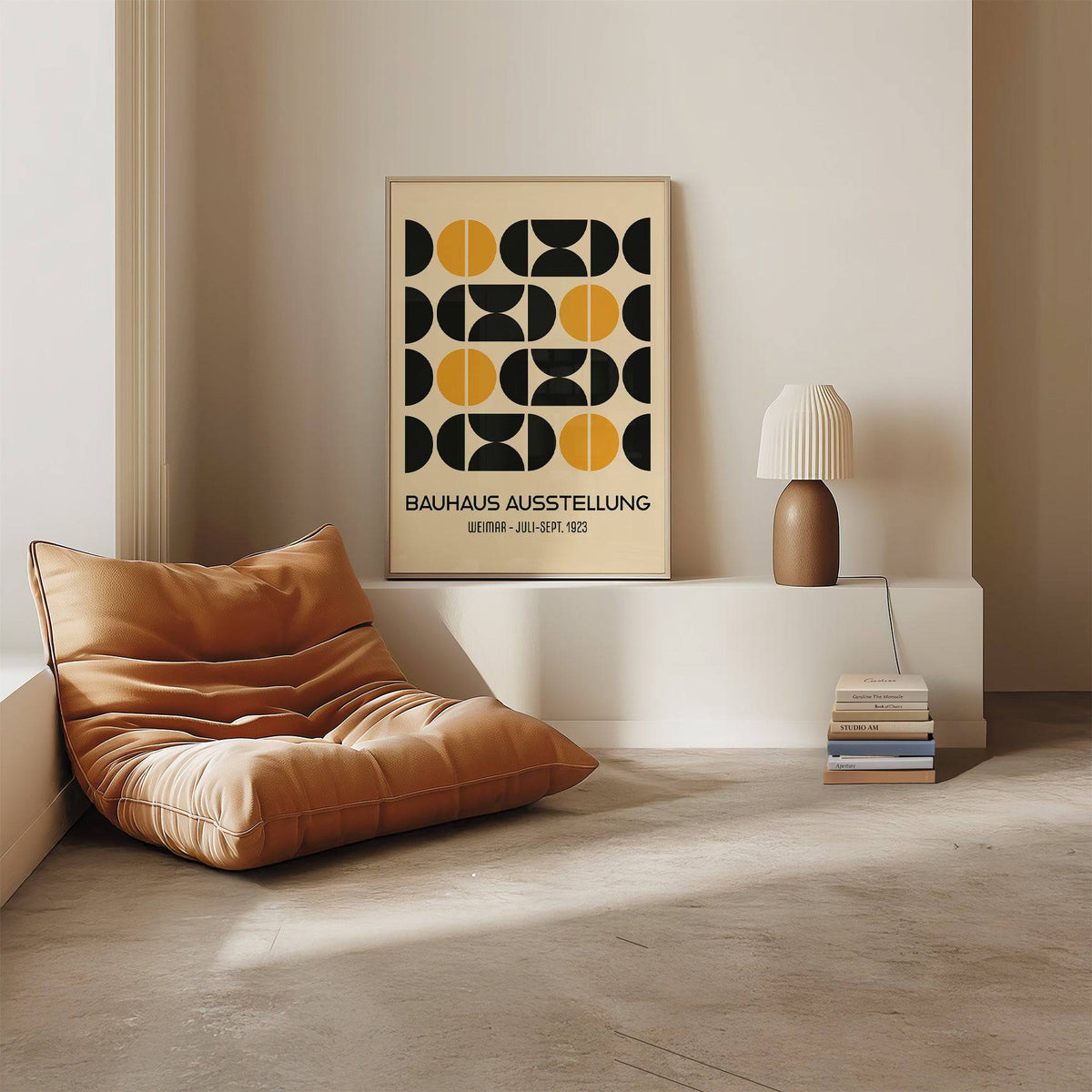 Geometric Bauhaus poster with structured circular forms