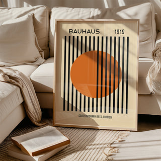 Black and orange vertical design styled as bauhaus decor