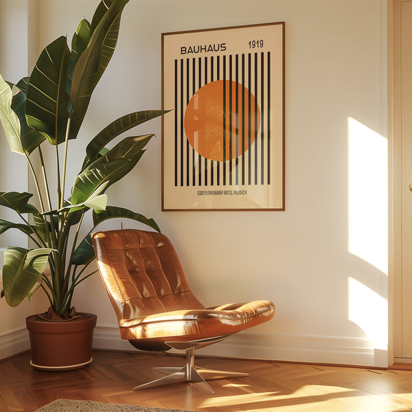 High-contrast abstract art as striking bauhaus decor element