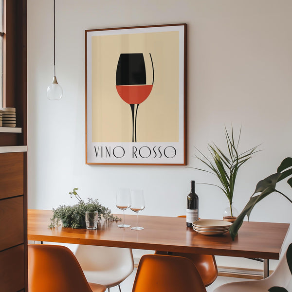 Classically styled wine glass print for minimalist modern wine wall art