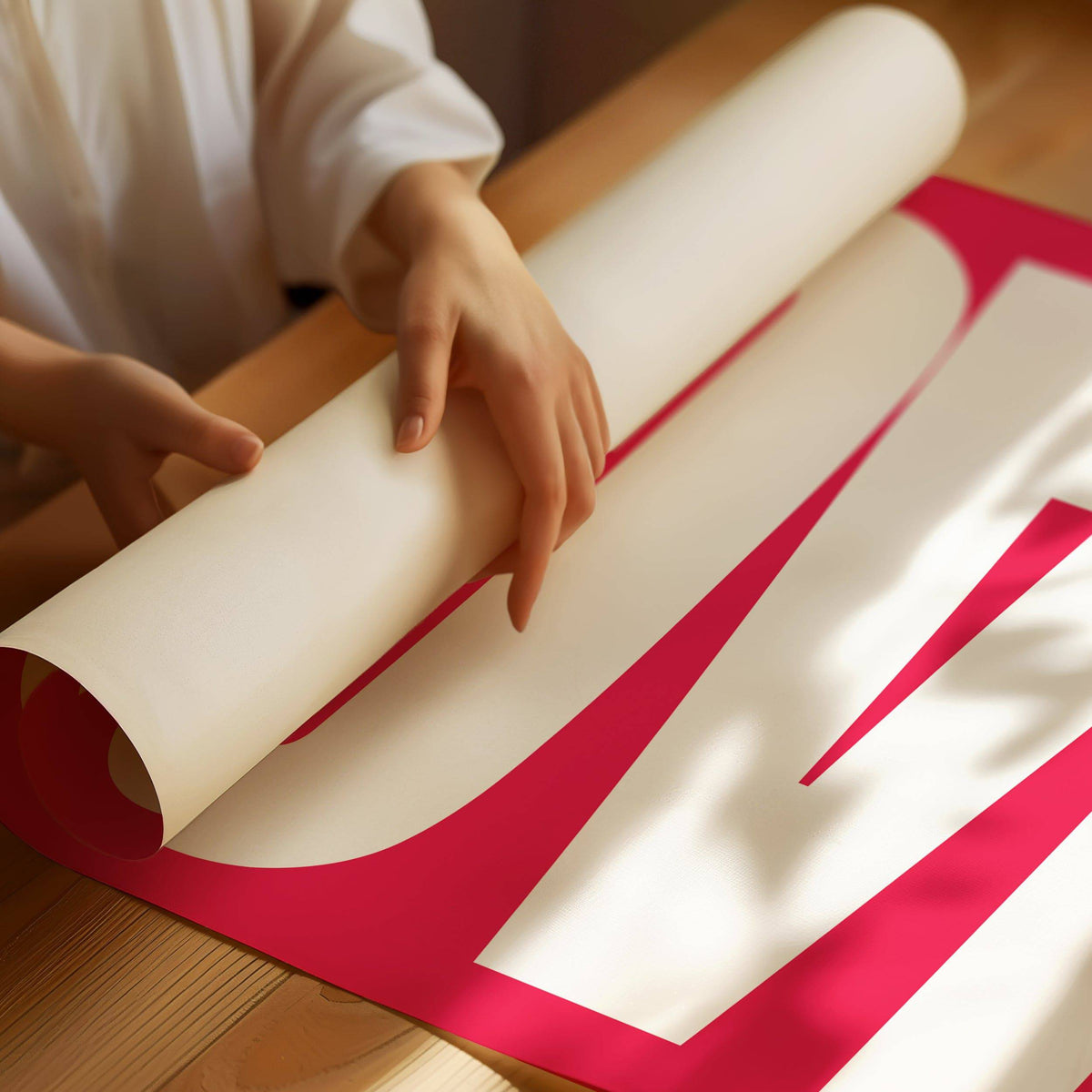 Monochrome red text print with striking typography