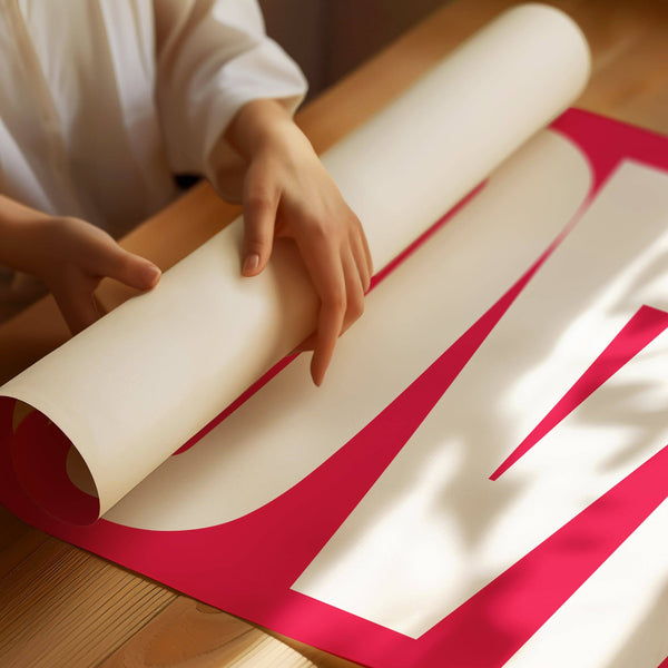 Monochrome red text print with striking typography