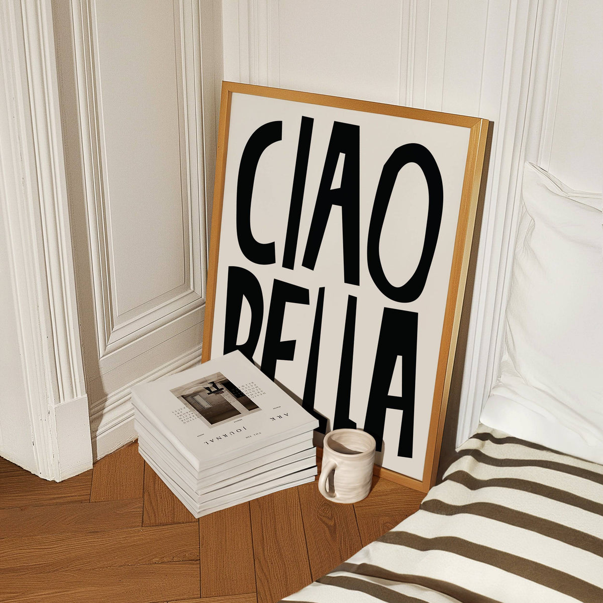 Black and white typography poster for minimalist interior spaces