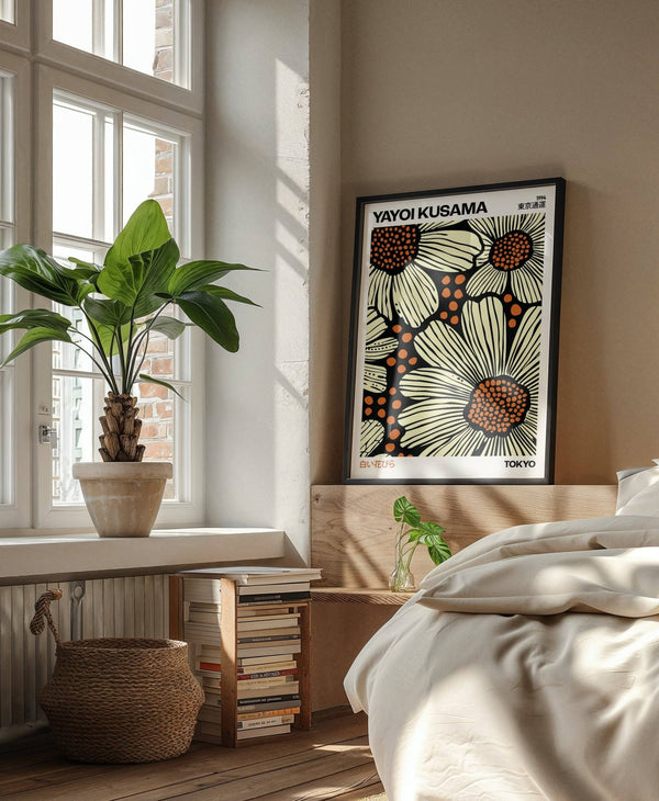 Contemporary modern floral art print with botanical theme for bedroom walls