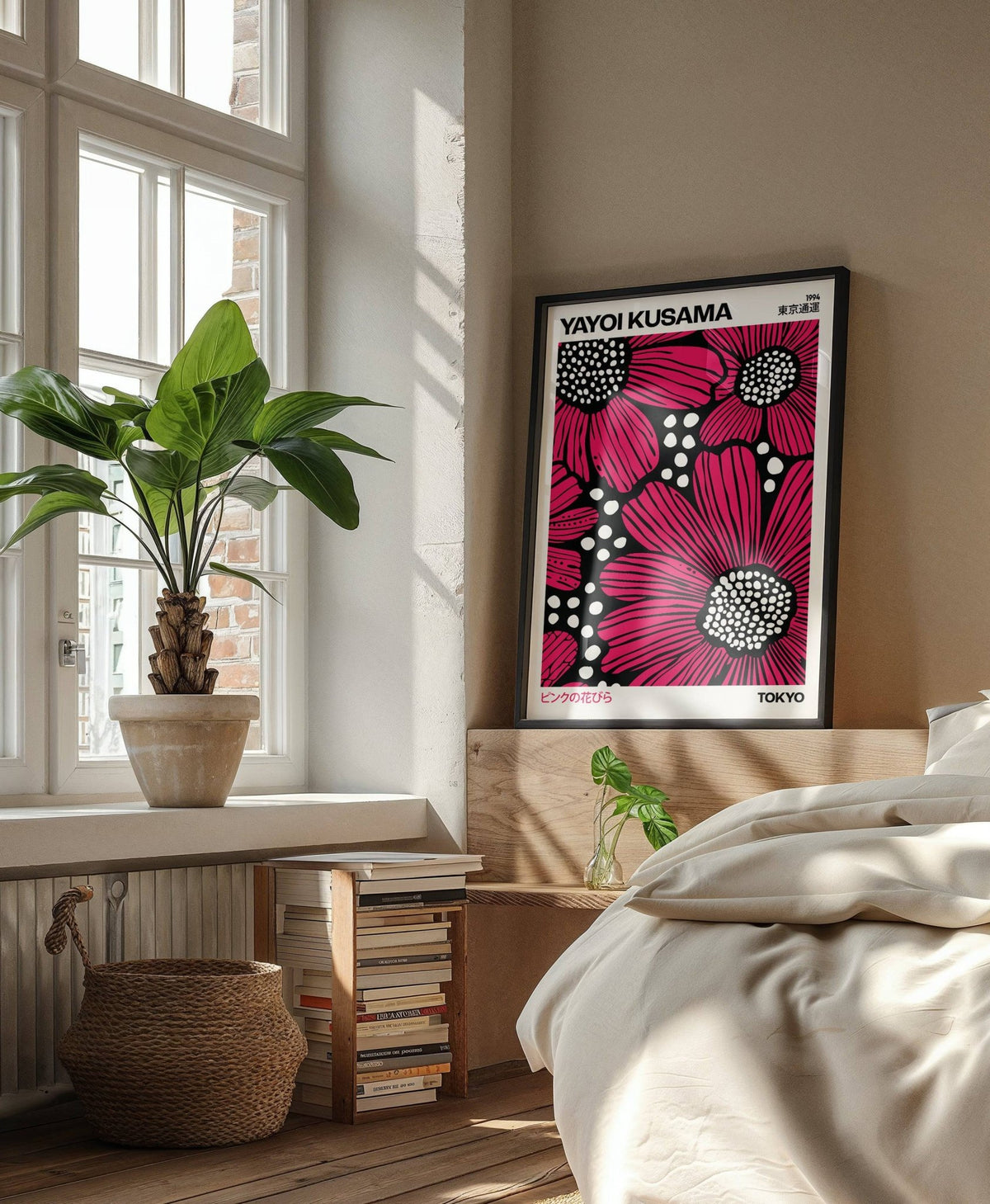 Modern pink posters showcasing black and white pattern details