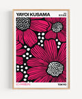 Yayoi Kusama vibrant pink floral wall art 1994