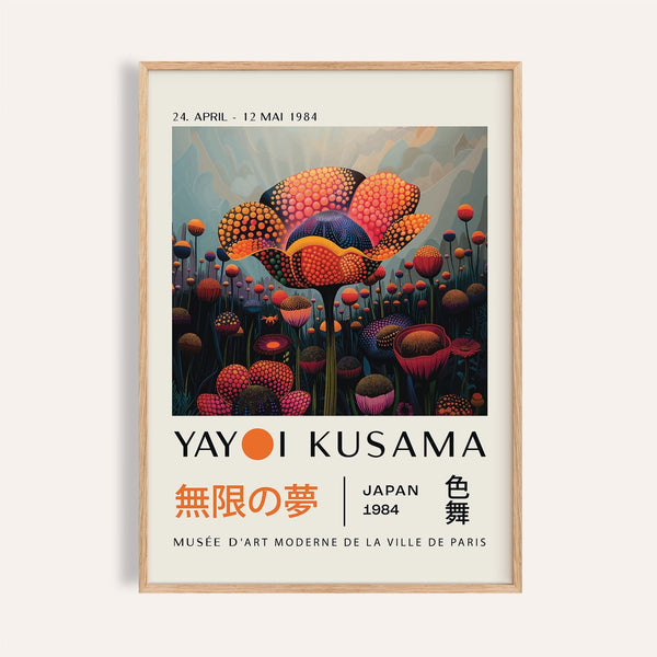 Colourful flower prints featuring Yayoi Kusama-inspired floral art