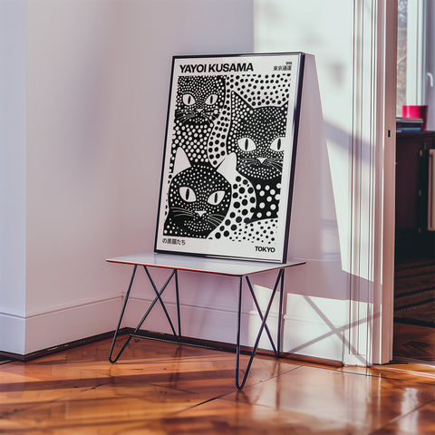 Black cats and bold dots modern art print
