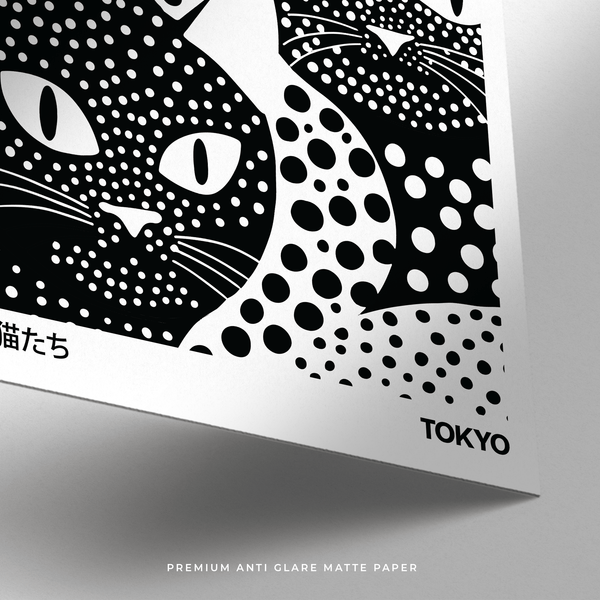 Yayoi Kusama Black Cats wall art in Premium Matte Paper