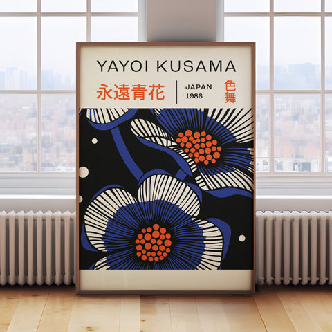 Japanese Art Wall Eternal Blue Flowers Yayoi Kusama