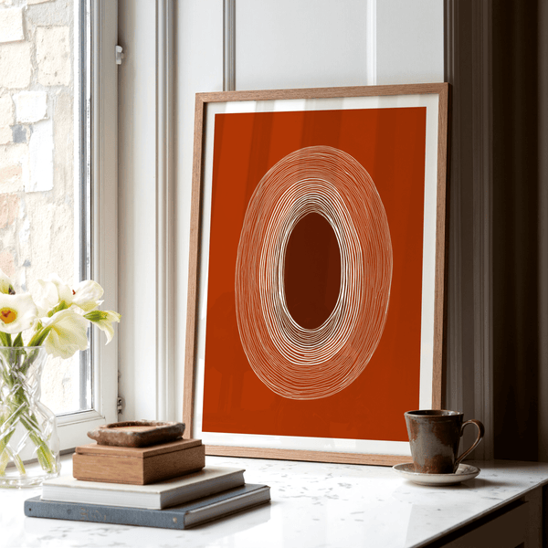 Abstract Line Drawing Poster with rhythmic curved line motif