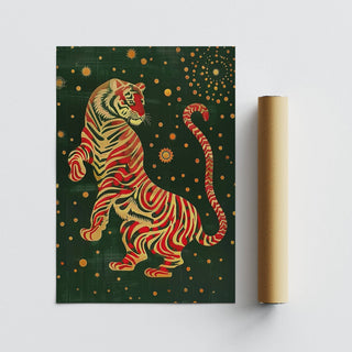 High-quality Japanese art wall with intricate tiger details