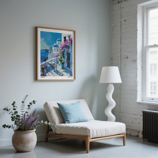 Elegant Santorini Wall Art Prints for living room
