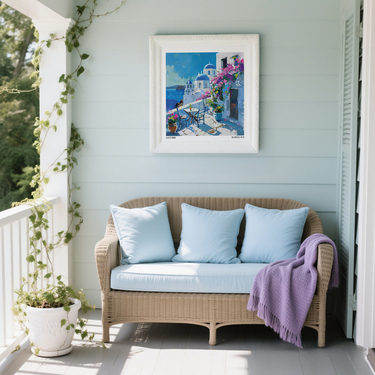Greek-inspired Santorini Wall Art Prints for outdoor wall
