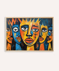 African wall art for living room with vibrant tribal faces