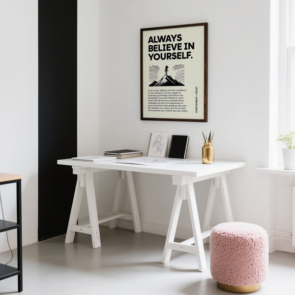 Minimalist Believe in Yourself poster for home and office