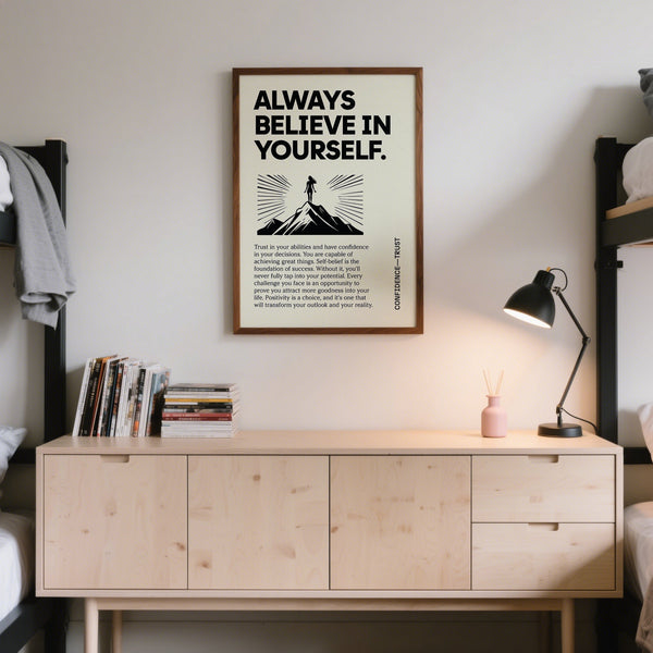 Large Believe in Yourself poster for statement decor