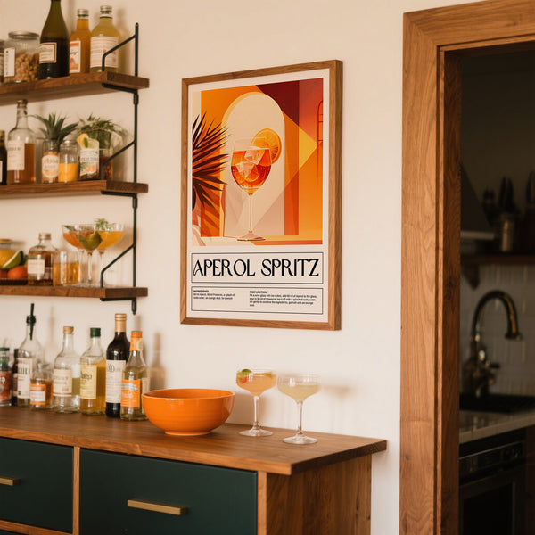 Vibrant Aperol Spritz Poster for home bar decor