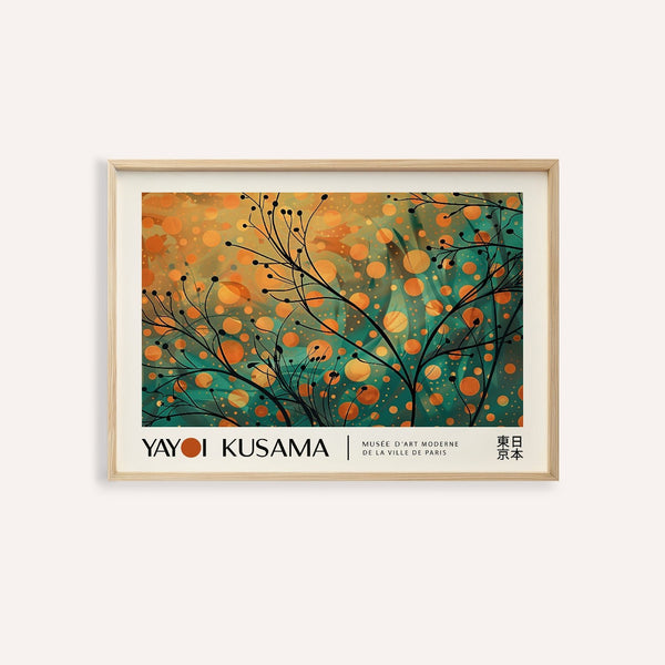 Autumn wall art featuring golden dots and delicate branches