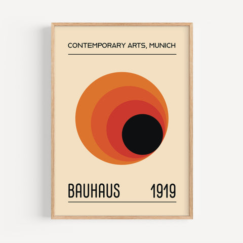 "Sunset Radiance" Bauhaus-inspired geometric art poster.