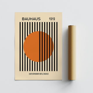 Vivid sun-inspired circle design used in bauhaus decor print